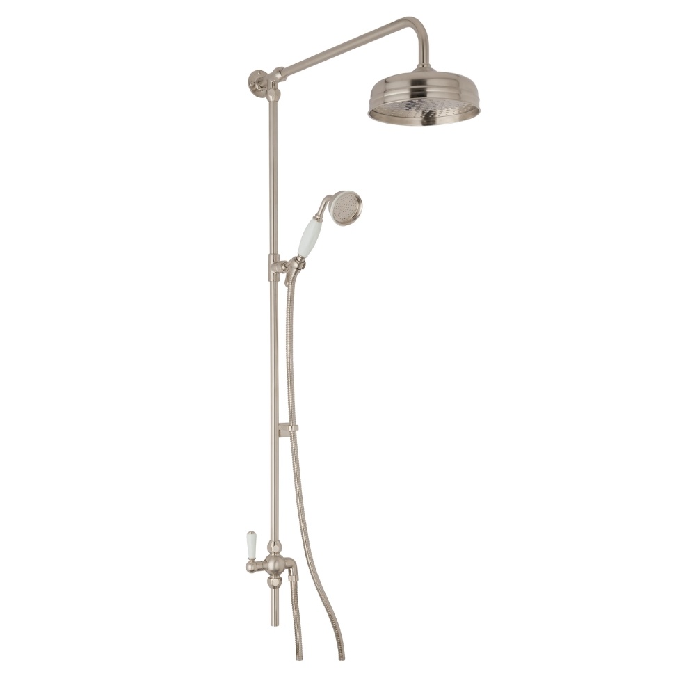 BC Designs Victrion Superbe Brushed Nickel Fixed Riser Kit with Shower Head & Handset Cut Out